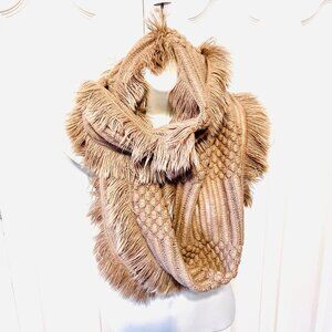 Dillards Women's Infinity Beige/Tan Scarf-33" x 14 1/2"-Warm-Winter-Neutral-Casu